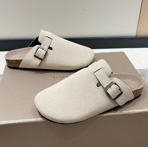 Casual suede slip-on shoes with an adjustable buckle, offering easy wear and cushioned comfort.