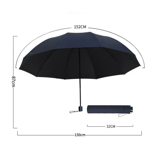 Compact folding travel umbrella, super large & windproof. Essential unisex rain gear for family outdoor adventures.