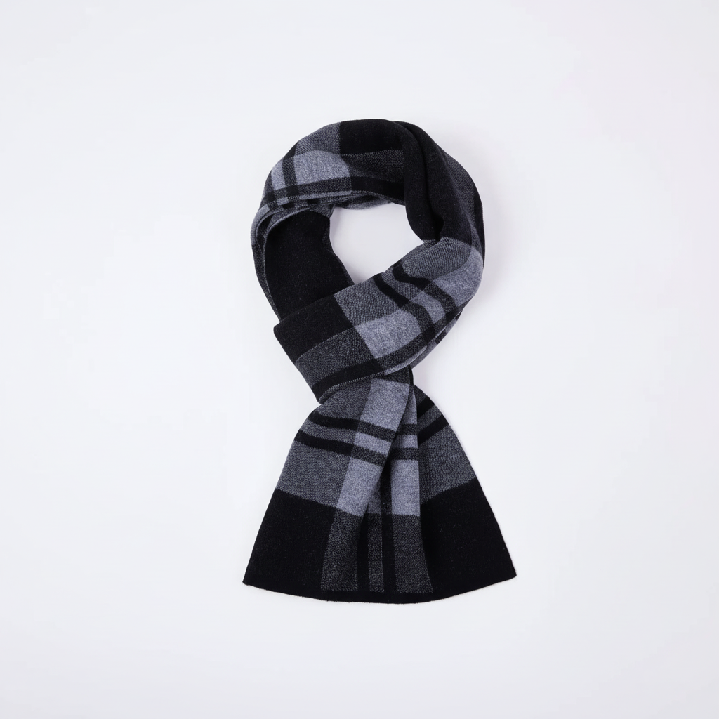 Warm winter wool scarf, featuring a contemporary striped design, suitable for men and women