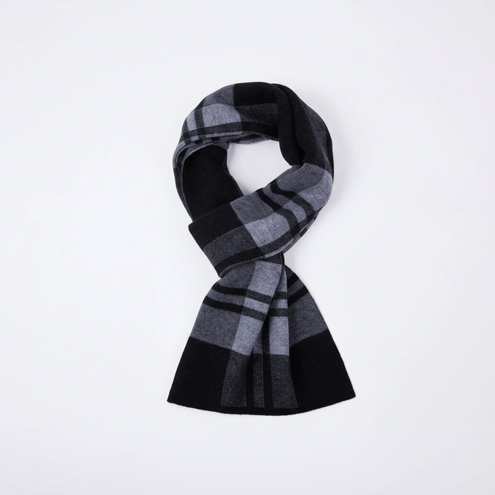 Warm winter wool scarf, featuring a contemporary striped design, suitable for men and women