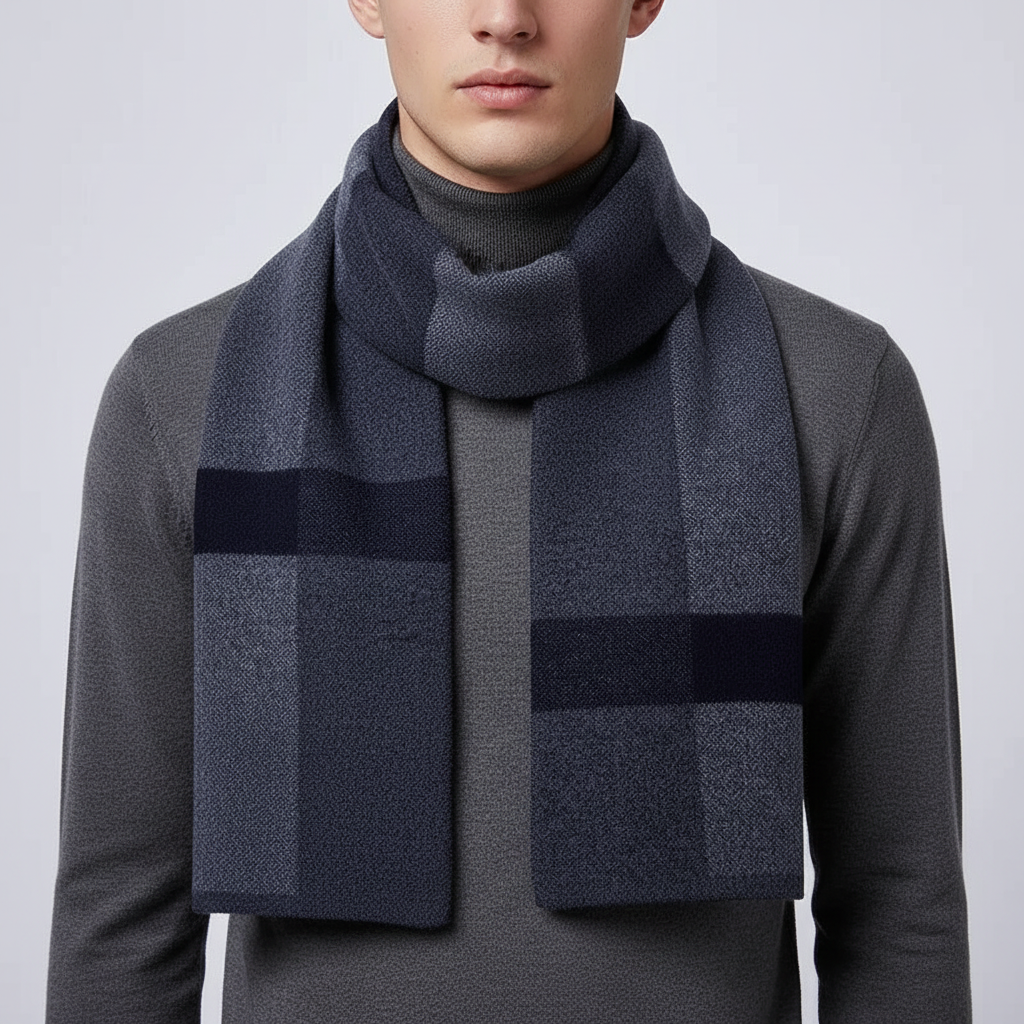 Stylish unisex winter scarf, featuring a soft wool blend and classic stripes, WoolLuxe