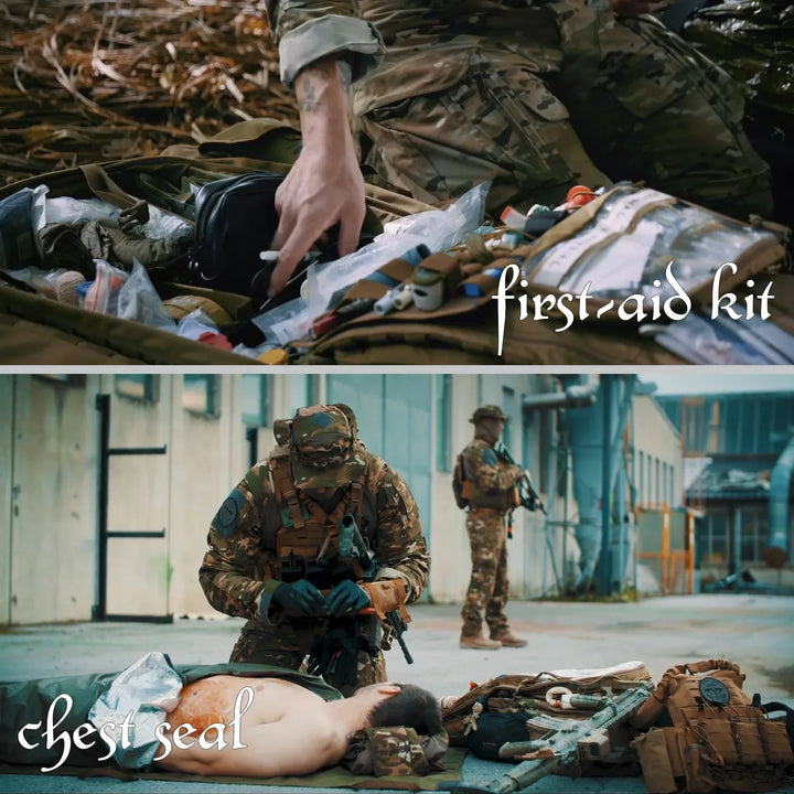 Portable trauma kit for survival & emergency preparedness, ideal for tactical and outdoor use.