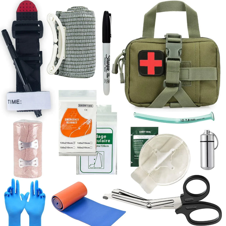 Rugged emergency survival medical kit for all outdoor, tactical, camping, and hiking situations.