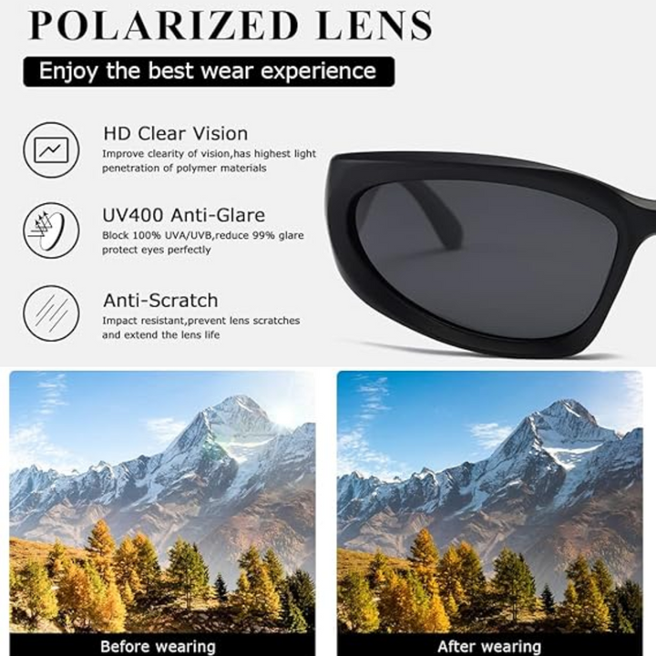 SwiftWrap polarized sports sunglasses with UV protection, ideal for running and cycling