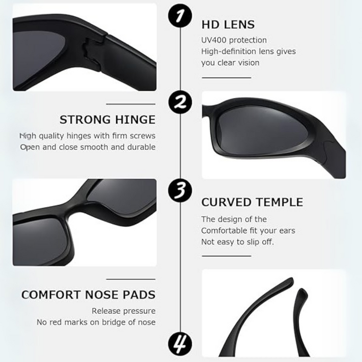 Close-up of SwiftWrap unisex polarized eyewear, dynamic design for active wear