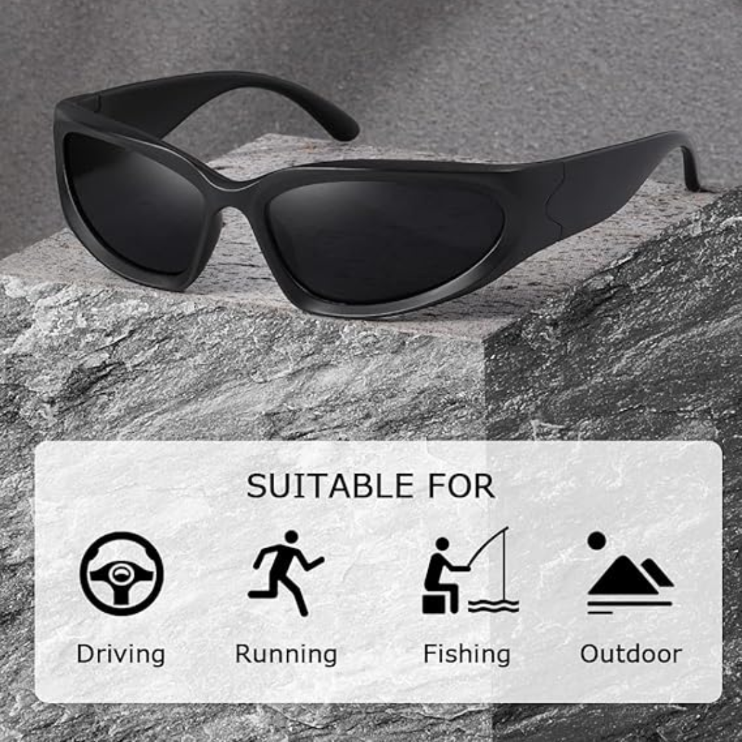 Woman with SwiftWrap polarized wrap-around sunglasses, perfect for sports