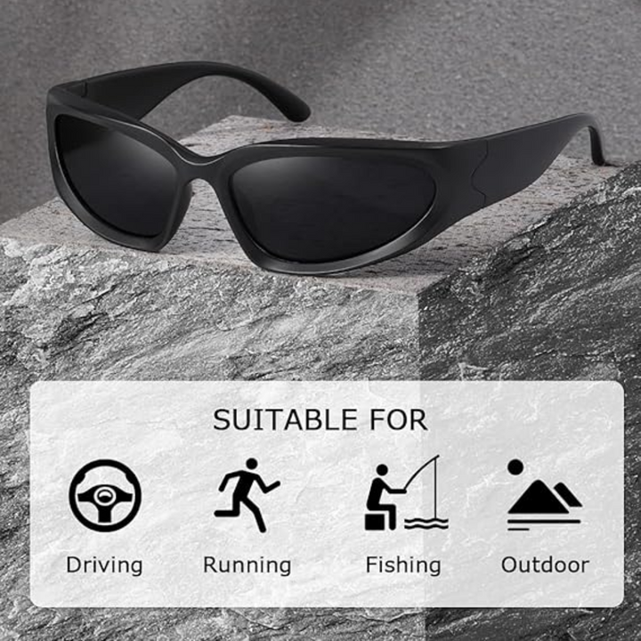 Woman with SwiftWrap polarized wrap-around sunglasses, perfect for sports