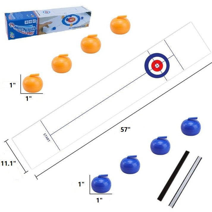 Unboxing a new Tabletop Curling Game, revealing the mat, stones, and instructions for instant indoor fun.