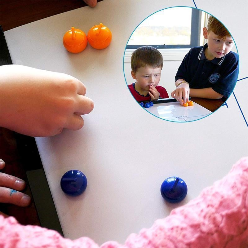 Compact Tabletop Curling Game rolled up for easy storage or travel, a portable board game gift idea.