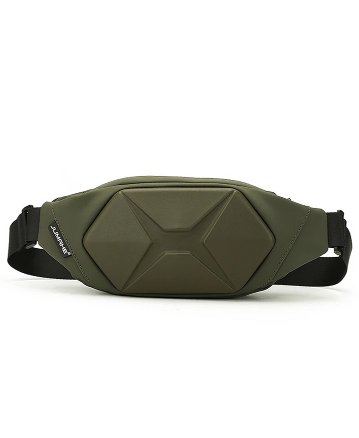 Unisex tactical hardshell crossbody bag, water resistant & anti-theft for urban carry.