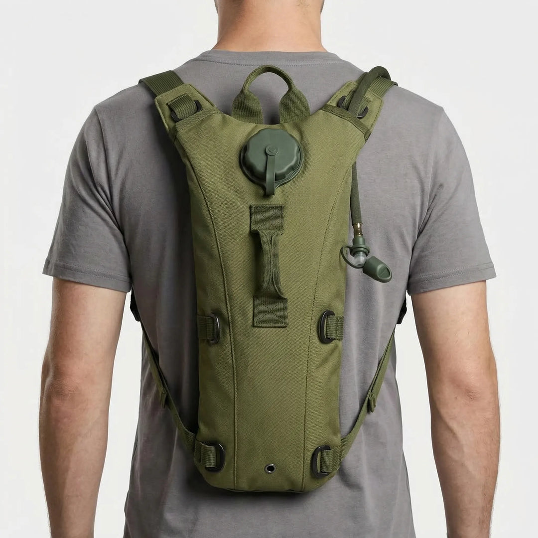 Military-style tactical hydration pack, ideal for outdoor gear enthusiasts. Comes with a 3L water bladder for extended use.