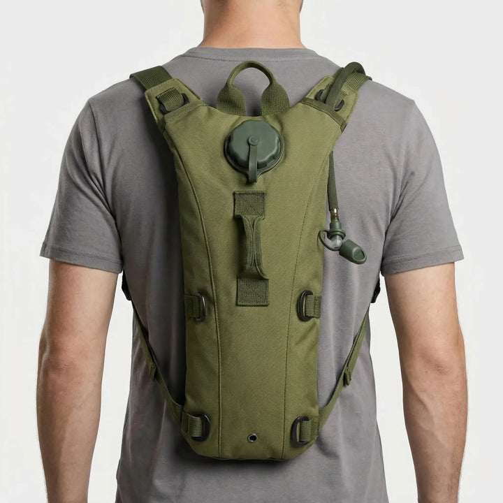 Military-style tactical hydration pack, ideal for outdoor gear enthusiasts. Comes with a 3L water bladder for extended use.