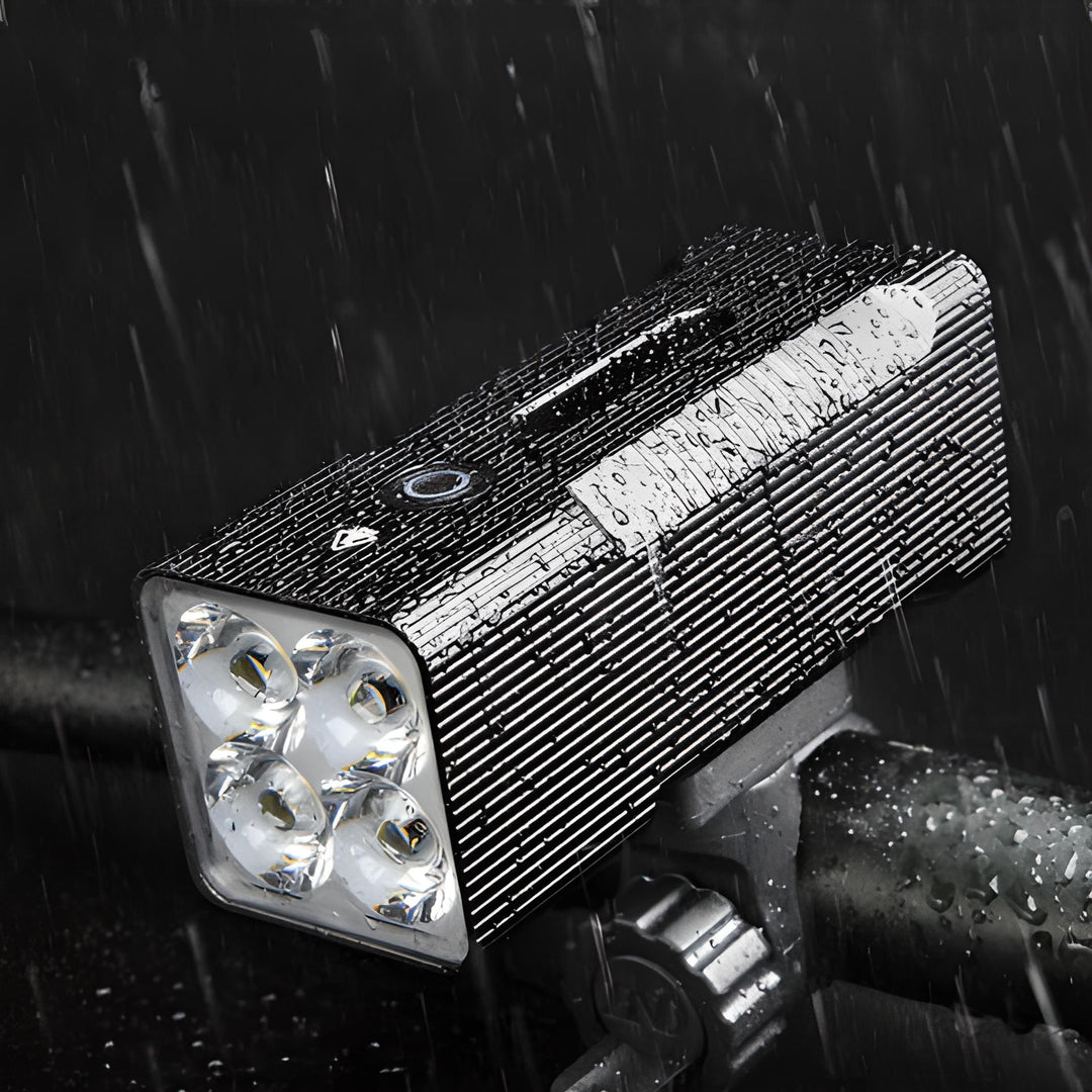 Unisex tactical LED bike headlight for night riding safety. Bright, rechargeable, perfect for road & mountain biking.