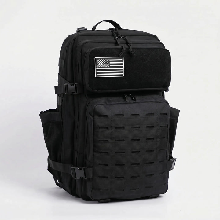 High-capacity tactical MOLLE backpack, ideal for camping gear, outdoor adventure & travel.