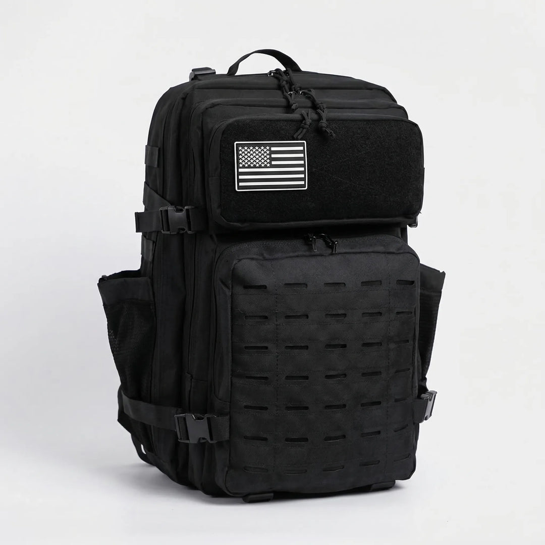 Unisex tactical backpack with MOLLE system, built for rugged outdoor adventure & travel.