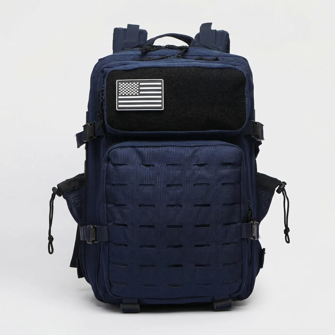 Adventure-ready high-capacity tactical MOLLE backpack, perfect durable travel pack for explorers.