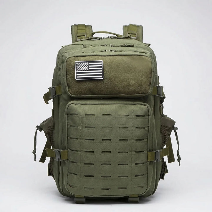 Unisex tactical MOLLE backpack, durable everyday carry pack for outdoor adventures & travel.