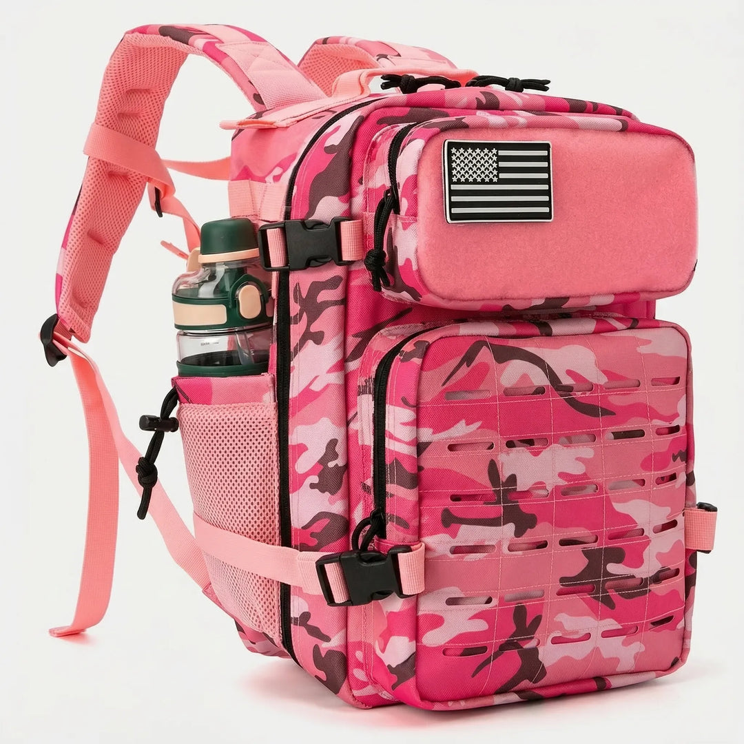 Versatile tactical MOLLE backpack, a sturdy unisex daypack for hiking, survival, and urban exploration.
