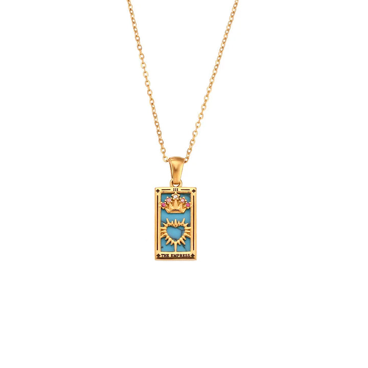 Unisex Tarot card pendant necklace, mystical spiritual jewelry. Hypoallergenic & symbolic gift for him/her.