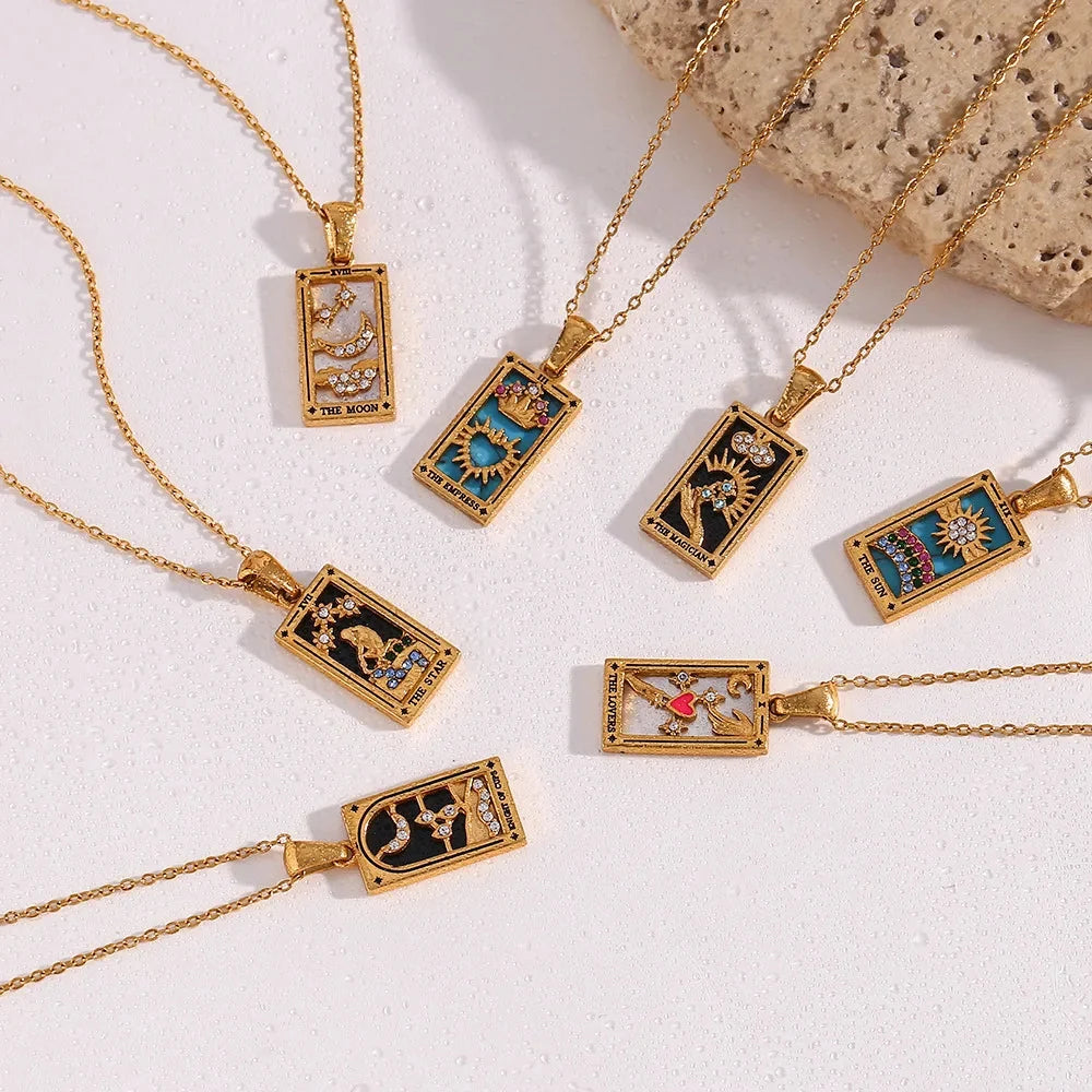 Stylish Tarot card pendant, mystical jewelry & symbolic gift for spiritual enthusiasts. Card jewelry.