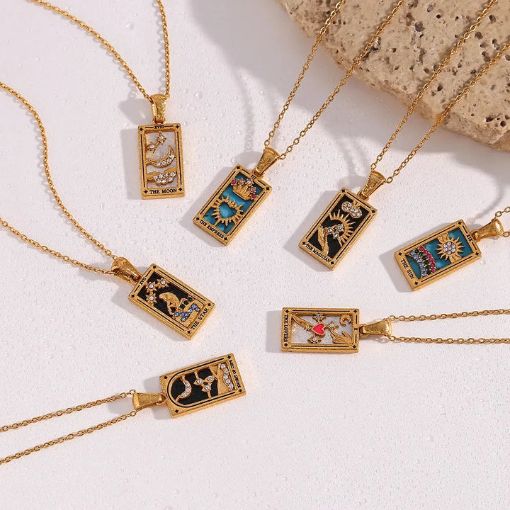 Stylish Tarot card pendant, mystical jewelry & symbolic gift for spiritual enthusiasts. Card jewelry.