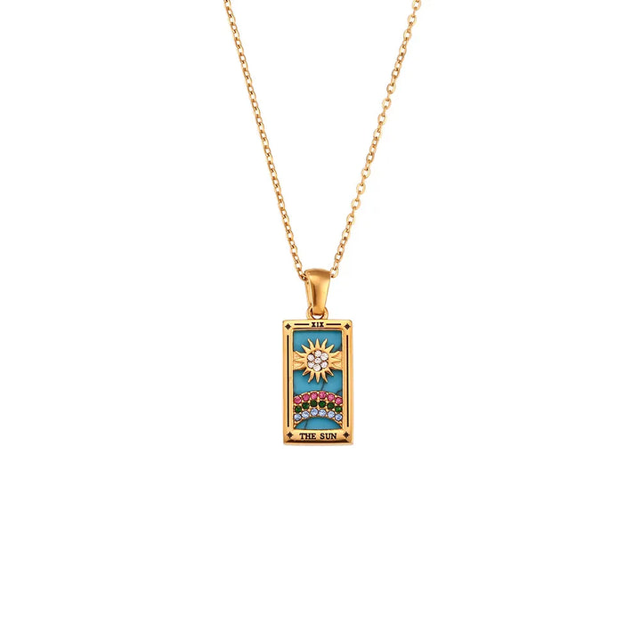 Tarot card jewelry, a unique mystical accessory for spiritual enlightenment. Symbolic unisex necklace.