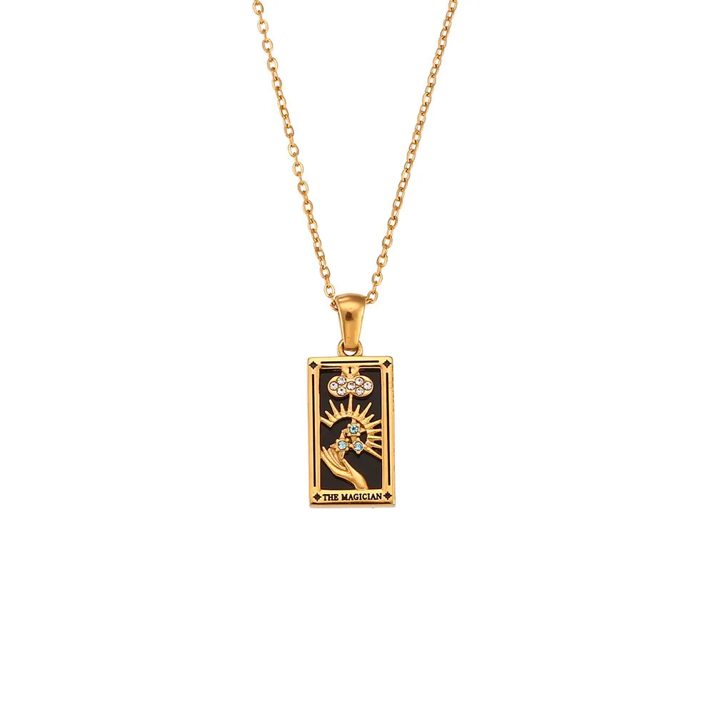 Gift box with a Tarot card pendant necklace, a perfect spiritual accessory & symbolic gift.
