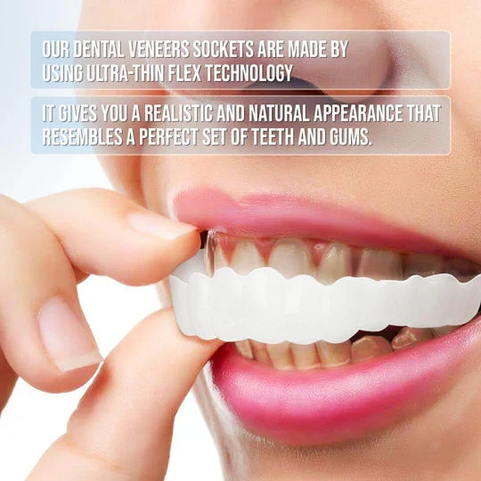 Unisex temporary clip-on veneers provide an instant, confident smile enhancement. Reusable dental beauty accessory.