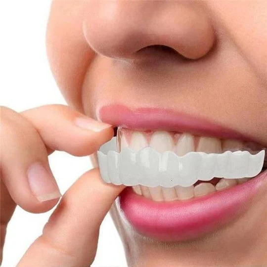 Reusable temporary clip-on veneers offer an instant smile enhancement. Easy cosmetic dental solution for anyone.