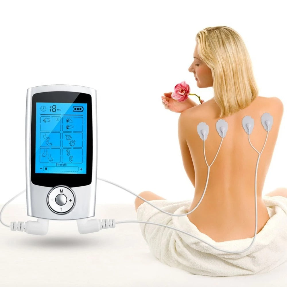 Rechargeable TENS EMS unit for unisex pain relief, muscle therapy, and electronic massage