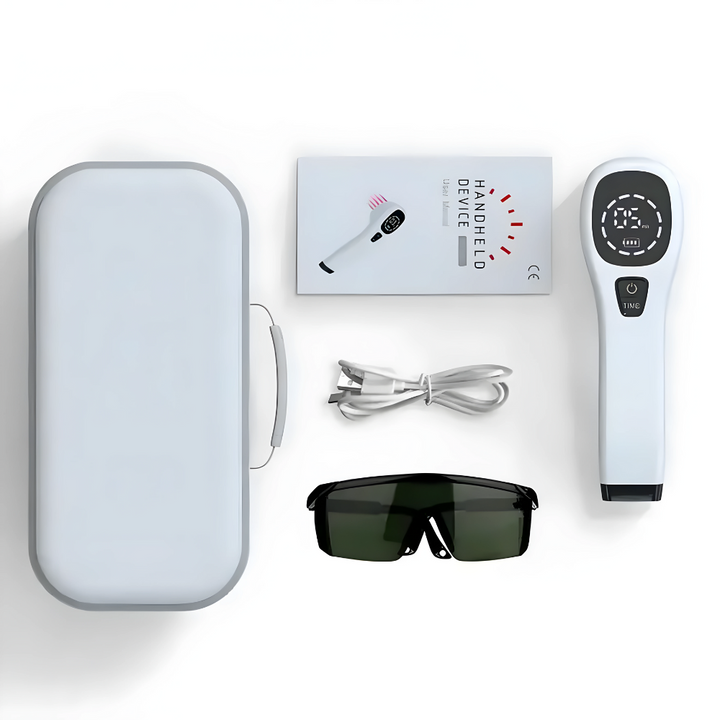 Unisex TheraLaser Pro pain relief device for fast muscle & joint recovery. Portable red light laser therapy for home use.