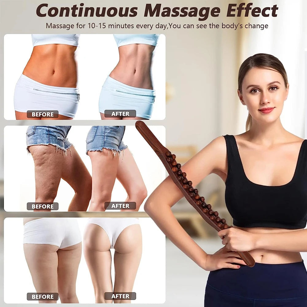 TheraWood gua sha stick for deep muscle relief & pain relief. Natural wood massager for body therapy.