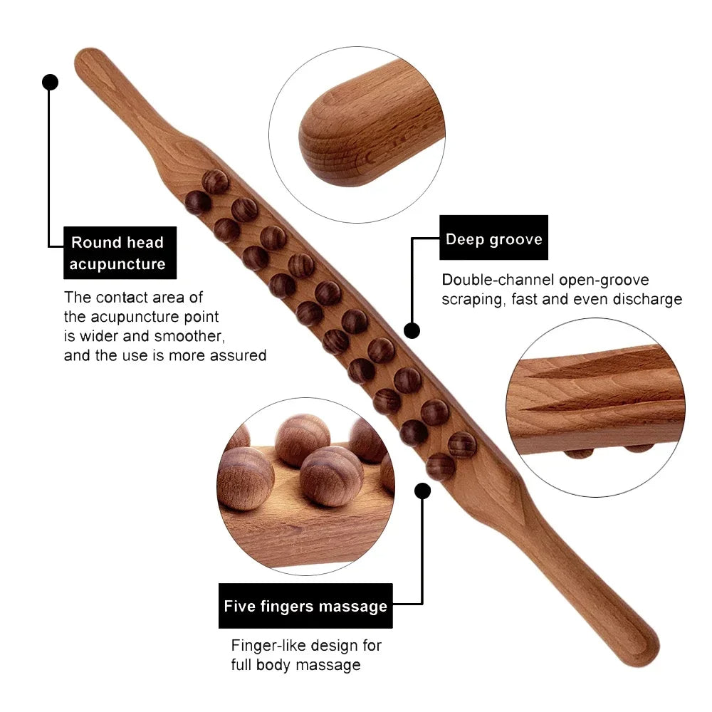Premium TheraWood gua sha stick for daily self-care & wellness. Natural wood massager for muscle relaxation.