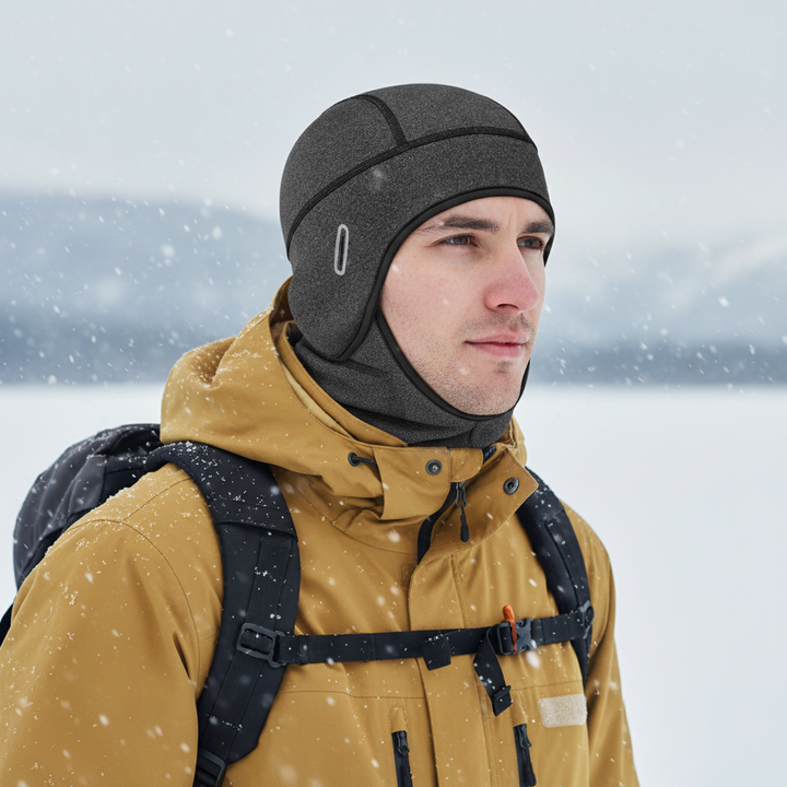 Cold weather gear: unisex thermal fleece hat, elastic for snug fit under any helmet