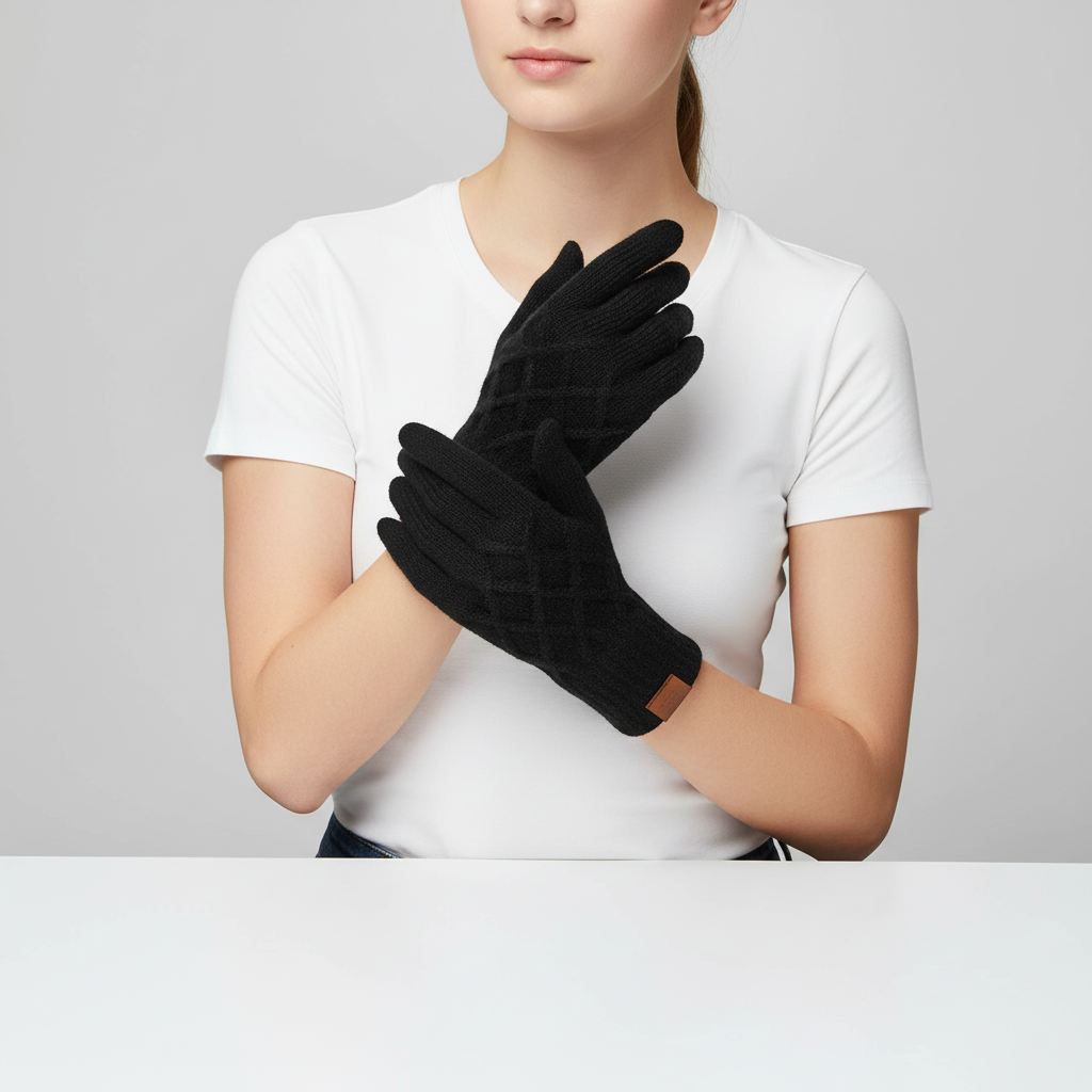 Warm fleece-lined knitted touchscreen gloves, double pack, ideal for winter accessories