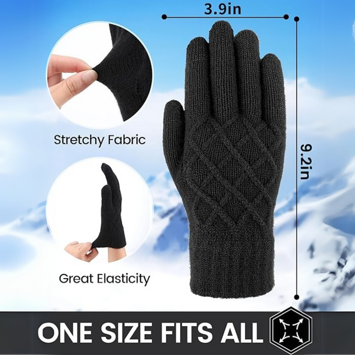 Close-up of knitted fabric of ArcticTap unisex thermal touchscreen gloves
