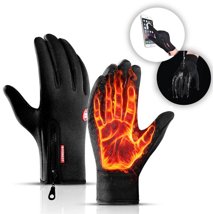 Waterproof thermal touchscreen gloves for cycling, running & outdoor work in winter.