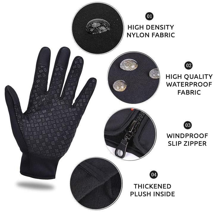 Touchscreen compatible thermal gloves, perfect for outdoor winter sports & daily use.