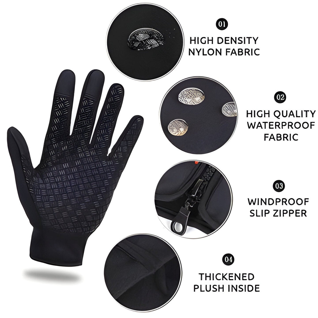 Stylish unisex thermal gloves, touchscreen enabled, essential cold weather accessory for outdoor activities.