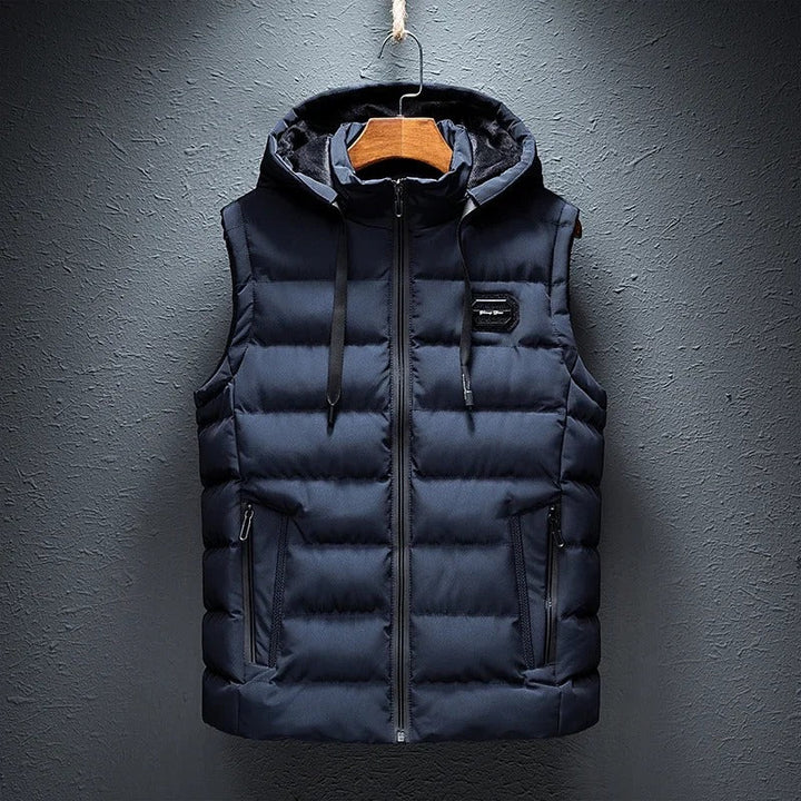 Lightweight water-resistant insulated vest, a performance unisex alpine vest for active outdoor wear.