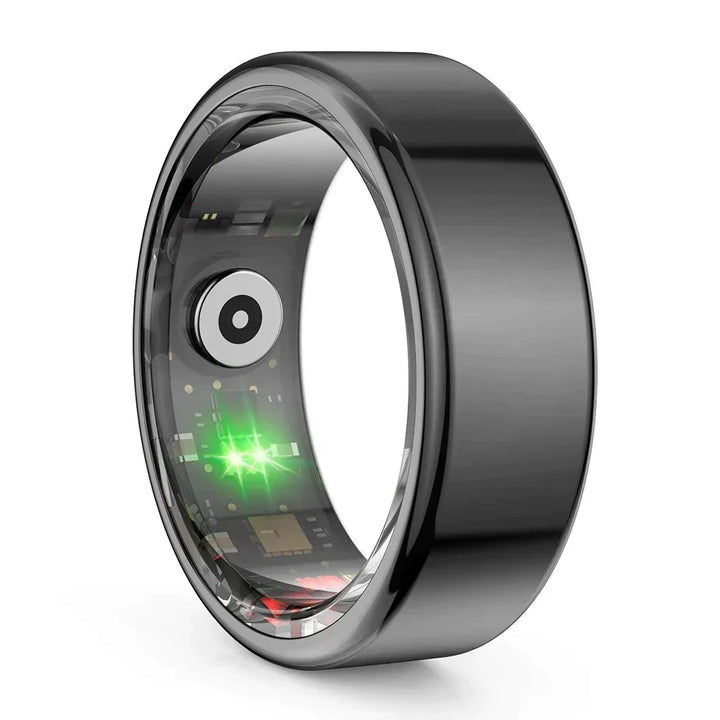 Unisex titanium health tracker ring for comprehensive fitness monitoring and overall wellness.