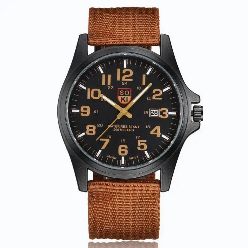 Black tough outdoor sport watch for men & women, water resistant, ideal adventure gear for any challenge.