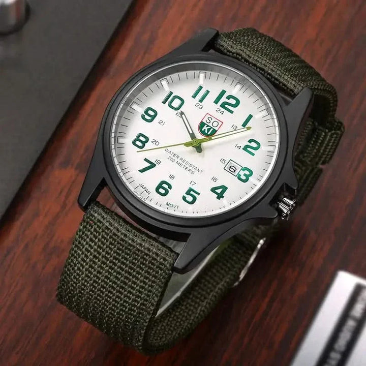 Green unisex outdoor sport watch, durable & water resistant, perfect for sports & adventure gear.