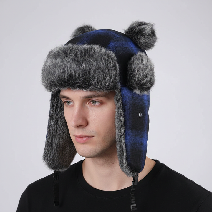 Warm faux fur trapper hat, Unisex TrapperCozy, windproof design for skiing and outdoor
