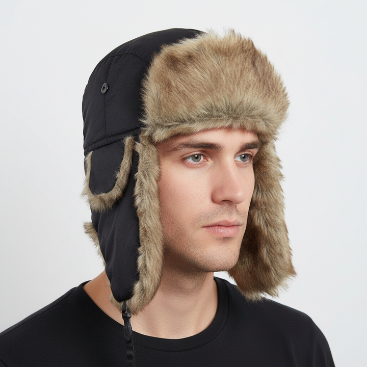 TrapperCozy windproof trapper hat for men and women, featuring plush faux fur ear flaps