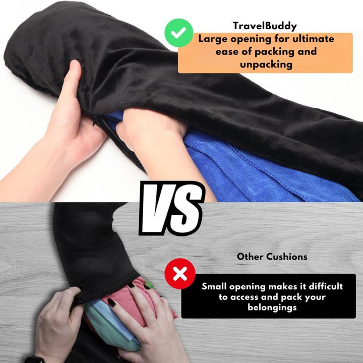 Solve packing woes with this comfortable travel pillow. Neck support & hidden storage for clothes, a compact travel essential.