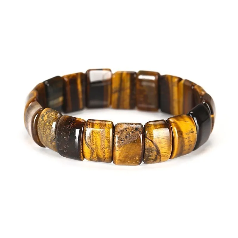 Unisex Tri-Color Natural Tiger Eye stretch bracelet. Healing gemstone jewelry with spiritual energy.