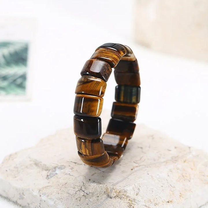 Tri-Color Natural Tiger Eye healing energy bracelet for women & men. Spiritual gemstone crystal jewelry.