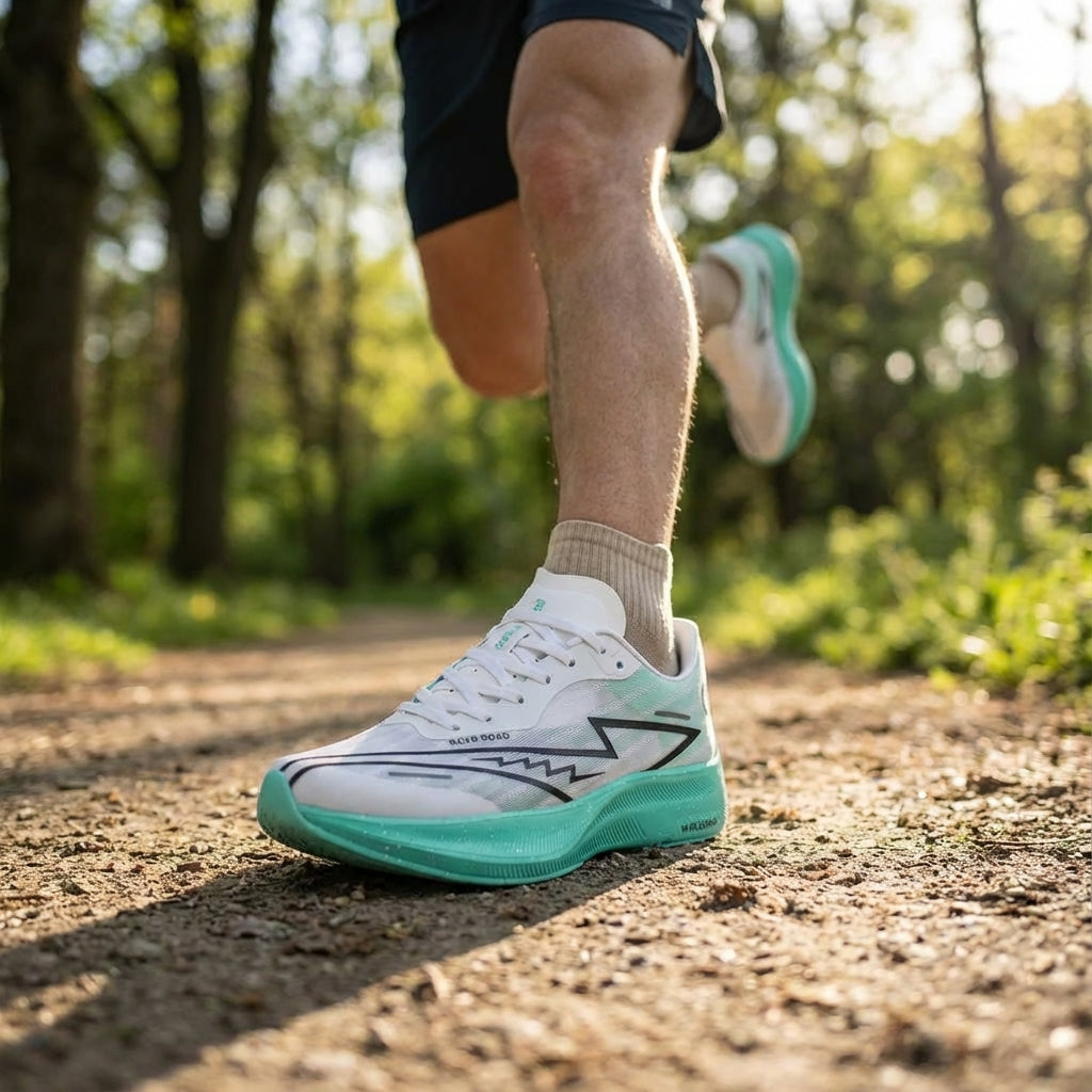 Unisex Trinity cushioned road running shoes ideal for marathon and training, dynamic angle.