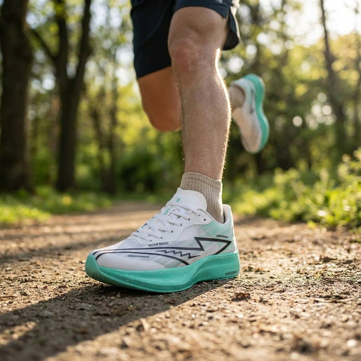 Unisex Trinity cushioned road running shoes ideal for marathon and training, dynamic angle.